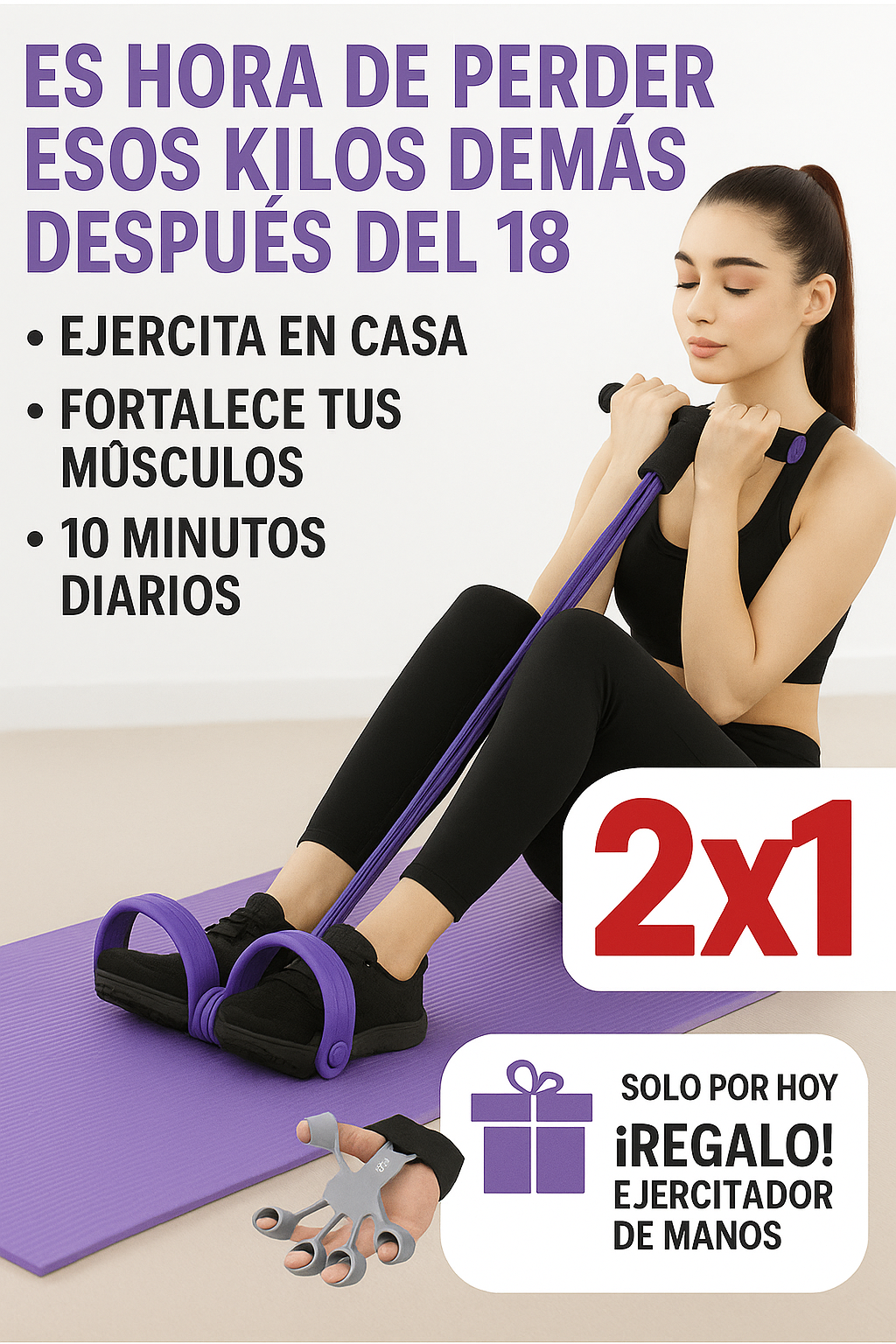 SOLO POR HOY: 2x1 Kit Banda con Pedal + 🎁 Ejercitadora Dedos de Regalo