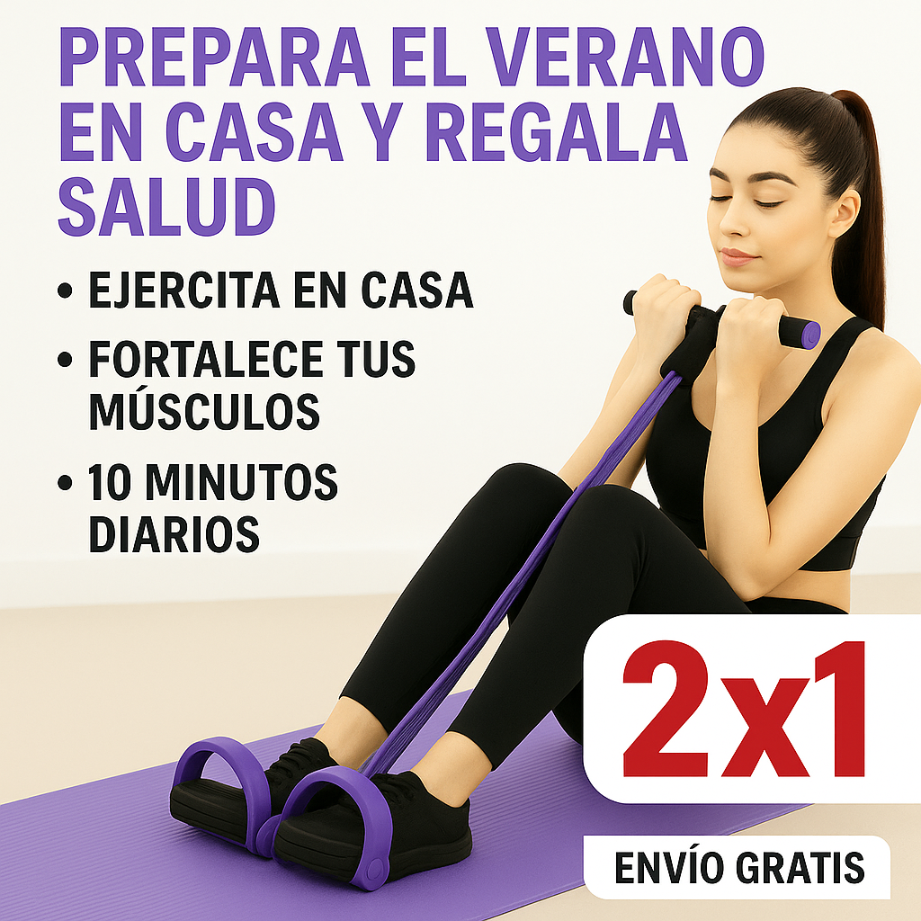 🔥 OFERTA SOLO POR HOY: 2X1 BANDA ELÁSTICA CON PEDAL + PARCHES QUEMA GRASA 🎁