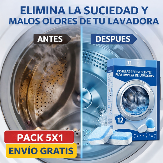 PACK 5X1 (60 PASTILLAS) 🧼 ELIMINA LA SUCIEDAD DE TU LAVADORA 🧼
