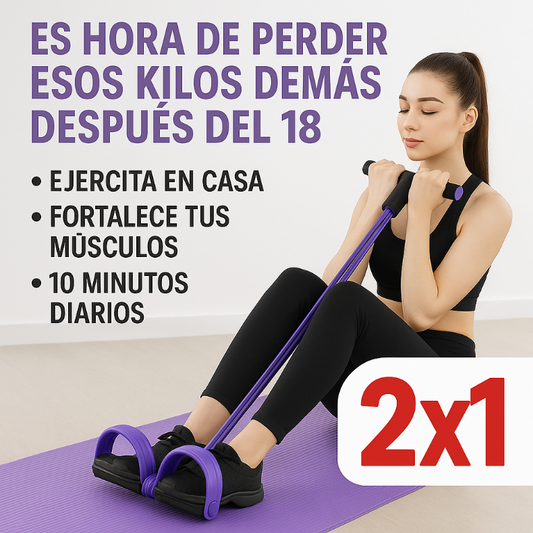 2x1 Kit Banda con Pedal - Ejercita en casa - 10 minutos diarios